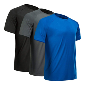 T-shirt en tricot à manches courtes pour homme, col rond, couleur unie, coupe classique, séchage rapide, polyester, décontracté, blanc, rouge, bleu, gris, noir, gym - Product Image 4