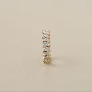 Anillo de Eternidad con Diamantes de Corte Marquesa y Redondo en Oro Amarillo Sólido, Anillo Apilable con Formas Múltiples Alternadas, Elegante Anillo de Novia - Product Image 2