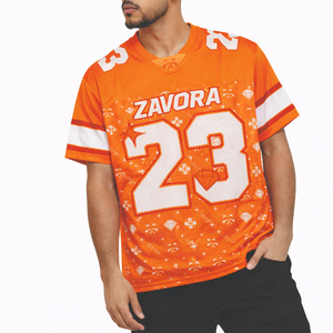 Camiseta de fútbol americano de malla sublimable personalizable para hombre, estilo hip hop, cuello en V, estampado gráfico, talla grande, venta al por mayor - Product Image 1