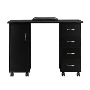 Tavolo Moderno Nero per Manicure con Cassetto, Set di Mobili per Salone in Legno a Doppio Bordo - Product Image 6