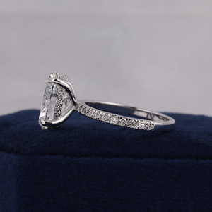 Oval Cut Diamond Engagement Ring White Gold Pave Setting Classic Women's Fine Jewelry - Product Image 4