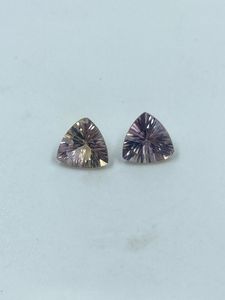 Pierre d'amétrine naturelle de haute qualité, couleur or clair + lavande claire, coupe trilobée, 2 pièces, 2,75 carats, 8 mm, pierre précieuse attrayante et magnifique - Product Image 6