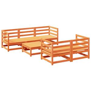 Set Divano da Giardino Modulare in Legno di Pino Massiccio Marrone Cerato per Esterni - Product Image 2