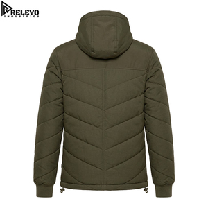 High Quality Custom Insulated <b>Utility</b> <b>Jacket</b>, <b>Men</b> Heavy Duty Winter Coat in Olive Green with Hood and Pockets - Product Image 2