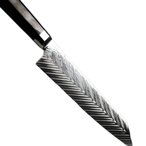 Couteau de chef Kiritsuke de 8 pouces, acier Damas à double cœur, lame de cuisine polyvalente et tranchante avec manche en bois d'ébène et étui Saya - Product Image 6