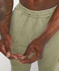 Pantalones Deportivos Cargo Verde Oliva para Hombre, Cintura Elástica con Cordón, Múltiples Bolsillos, Pantalones Deportivos de Algodón con Puños - Product Image 5