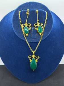 Elegante Juego de Pendientes y Colgante de Plata Vintage con Piedras Preciosas, Joyería de Moda en Tono Dorado para Mujer, Regalo y para Fiestas - Product Image 3