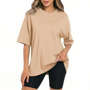 Camiseta de algodón para mujer, a la moda, ajustada, informal, de manga corta, ligera, elegante, para verano. - Product Image 1