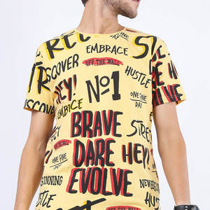 T-shirt Homme Tricoté Épais à Épaules Tombantes avec Logo Imprimé Lettres, Couleur Unie Simple – Vente en Gros - Product Image 5