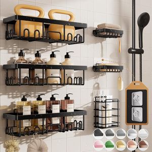 Set di 6 Mensole Adesive Antiruggine Senza Foratura, Portasapone da Bagno di Grande Capacità - Product Image 1