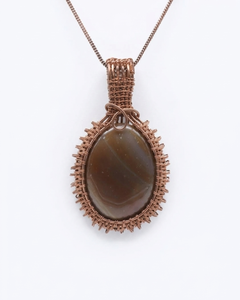 Collar con Colgante de Piedra de Ágata Natural Envuelto en Alambre de Cobre, Joyería Boho Hecha a Mano con Piedras Preciosas, Venta al Por Mayor - Product Image 1