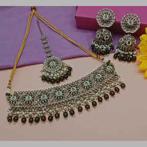 Collier ras du cou plaqué or Set-10581272MH de joaillerie fine avec pierre de cristal et perle - Product Image 1