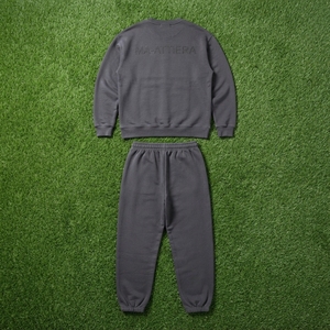 Men <b>Charcoal</b> Gray Sweatshirt <b>Jogger</b> Set Rhinestone Lettering Crewneck Matching Two Piece Tracksuit Streetwear - Product Image 6