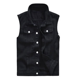 Nouvelle arrivée : Gilet en jean sans manches décontracté pour homme, 100 % coton, couleur unie, respirant et à prix abordable, best-seller - Product Image 3