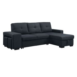 Lucas 97 Dark Gray Linen Reversible <b>Storage</b> Chaise Sleeper Sectional <b>Sofa</b> <b>Bed</b> - Product Image 5