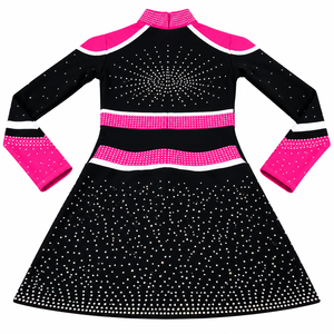 Robe de cheerleading personnalisée pour femmes, col haut, strass, manches longues, tenue de danse scintillante, uniforme de cheerleading, costume de scène en cristal - Product Image 2