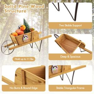 2-in-1 Smart Wheelbarrow Planter with 9 Magnetic Accessories Wooden Wagon for Garden Yard - Product Image 6