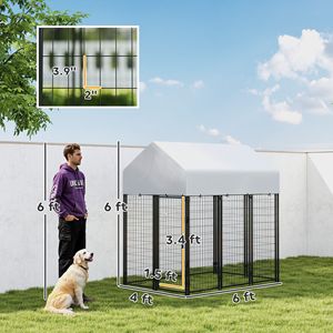Recinto per Cani da Esterno Resistente 6FT X 4FT X 6FT in Rete Saldata con Chiusura Antifuga, Cuccia per Cani con Tetto, Trasportino per Animali - Product Image 3