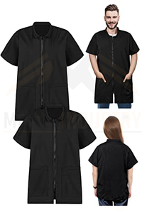 MIRAS INDUSTRY Mono de trabajo unisex impermeable de poliéster de manga corta con cremallera frontal, bolsillos y detección de agujas, fusión sin costuras - Product Image 3