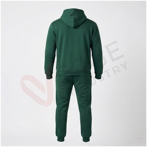Ensemble de survêtement vert à capuche pour homme, manches longues, couleur unie, imprimé lettres, respirant, coupe décontractée, pour l'automne - Product Image 3