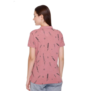 Low Price Summer Season Printed Women's Stylish Polo Shirts Custom Design Color Size Turn Down Collar Polo Shirts - Product Image 5