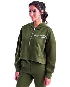 Sweat-shirt à capuche court pour femme, personnalisé avec impression en relief, 100% coton molletonné, écologique, coupe-vent, pour l'hiver - Product Image 1