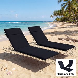 "High Density <b>Navy</b> Blue Outdoor Chaise Lounge Cushions Set of 2 with 6 <b>Ties</b> for Patio and Poolside" - Product Image 2