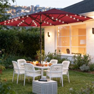 ร่มสนามพลังงานแสงอาทิตย์ สีแดงไวน์ สำหรับกลางแจ้งและระเบียง เหมาะสำหรับปิกนิกและบาร์บีคิว - Product Image 1