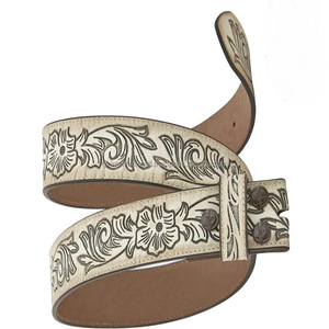 Cinturón de herramientas de cuero occidental de moda para hombres de piel de vaca de capa superior con cinturones de vaquero de cuero tallados a mano florales en relieve - Product Image 2