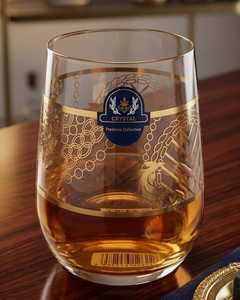 High Quality Customized Clear 11oz Classic Old Fashioned Luxury Eco-Friendly <b>Whiskey</b> Glasses <b>Tumbler</b> Gold Feather Design Shape - Product Image 3