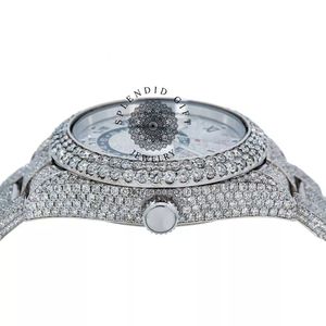 นาฬิกา ENDIGI รุ่น Diamond ขนาด 28 มม. ระบบอนาล็อก ควอตซ์ ประดับโมอิสซาไนต์ ตัวเรือนสีเงิน กระจกแซฟไฟร์ หน้าปัดเลขโรมัน สำหรับทั้งชายและหญิง หรูหรา กลไก ETA กันน้ำ - Product Image 2