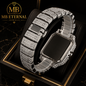 Montre MB ETERNAL JEWELS avec diamants, boîtier carré, bracelet en acier inoxydable, chiffres romains, mouvement à quartz analogique, montre de luxe pour homme - Product Image 4