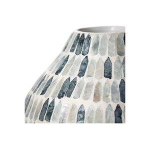 Vase en nacre fait main, design mosaïque rond, décoration florale contemporaine pour table, finition mate - Product Image 3