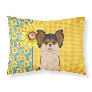 Summer Sunflowers Artwork Decorative Pillowcase Longhaired Black Red Chihuahua Standard Lightweight Super Soft Easy <b>Throw</b> <b>Pillow</b> - Product Image 1