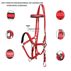 ชุดสายรัดเคลือบพีวีซีสีแดงมีสไตล์และทนทานเชือกแขวนคอม้า - Product Image 5