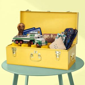 Metal <b>Storage</b> Trunk Box Rectangular Yellow With Handles Stacking Design Durable Classic Style For Sundries home decor - Product Image 2