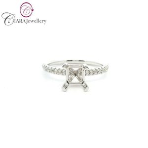 Directo de fábrica 18K Au750 blanco/amarillo/oro rosa dos tonos diamante natural Esmeralda forma Centro 6,3x5,9 anillo de compromiso boda - Product Image 1