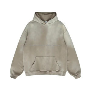 OEM prix bon marché vente en gros de haute qualité polaire lourde hommes sweat à capuche délavé conception vierge logo unisexe pull à capuche décontracté - Product Image 2