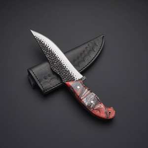 2026 HTTC STORE Cuchillo de Caza OEM de Acero de Damasco Hecho a Mano con Espiga Completa y Funda de Cuero para Envío Directo, para Actividades al Aire Libre y Bushcraft - Product Image 3