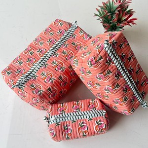 Organizador de Cosméticos de Pana Estilo Bohemio, Set de Bolsas de Aseo con Patrón Floral Bordado, Bolsa de Maquillaje Multifuncional Grande Sin Cierre - Product Image 4
