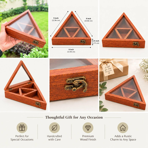 Boîte à épices triangulaire en bois artisanale avec couvercle en verre, organisateur de rangement pour épices de cuisine rustique, récipient à épices en bois décoratif - Product Image 5