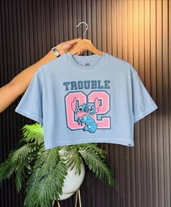 Camiseta Corta Estampada OEM para Mujer, Informal, de Manga Corta, Cuello Redondo, Ajuste Holgado, Diseño con Personajes, para Primavera/Verano - Product Image 1