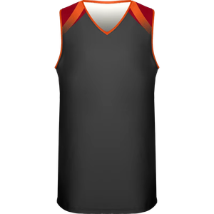 Men's Black Orange V-Neck Sleeveless Basketball Jersey Moisture Wicking Polyester Regular Fit All Seasons Sublimated Print - Product Image 1