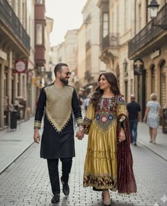 2026 Afghani <b>Dress</b> Women Traditional Afghan Kuchi Full Sleeve Maxi Loose Fit Hand Embroidery Geometric <b>Pattern</b> Boho Style - Product Image 5