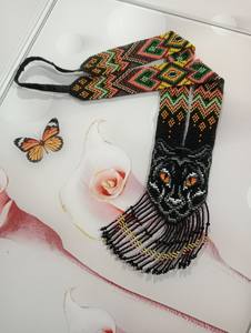 Collier unique en perles de tigre, collier ukrainien Gerdan |   Collier | Unique | Collier pour femme africaine, pour les talentueuses, avec boucles d'oreilles - Product Image 3