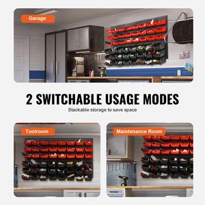 Organizzatore da Parete Moderno con 48 Scomparti, Contenitore per Garage, Pannello in Plastica per Attrezzi con Organizer per Dadi e Bulloni - Product Image 6