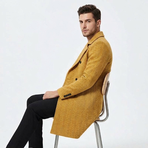 Manteau long en laine pour homme, double boutonnage, au-dessus du genou, épais, pour l'automne et l'hiver - Product Image 5
