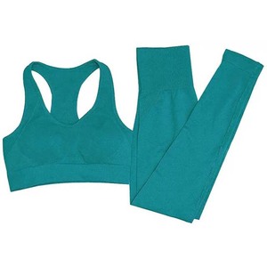 Women Yoga Set Sleeveless Racerback Sports Bra High Waist Full Length <b>Leggings</b> 2 Piece <b>Activewear</b> Seamless Solid Color - Product Image 4