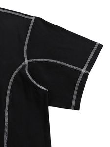 Camiseta de algodón para hombre de manga corta con costuras en contraste negras a la moda |   Camiseta Casual de Estilo Urbano y Tejido Grueso - Product Image 4