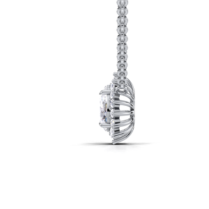 Collar con Colgante de Halo de Diamantes Cultivados en Laboratorio en Forma de Pera de Plata de Ley 925 Sólida para Mujer |   Joyería Fina, Regalo de Novia - Product Image 3